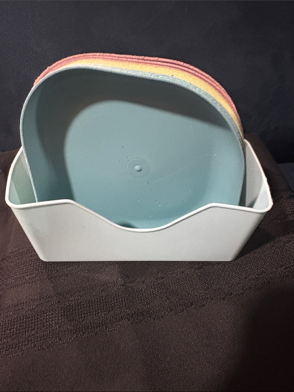 PastelPlastic Stackable Plate Set with Blue Caddy